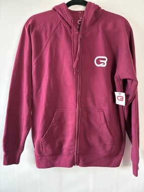 Cyclebar Unisex  Hooded Full-Zip Sweatshirt in Burgundy/Maroon